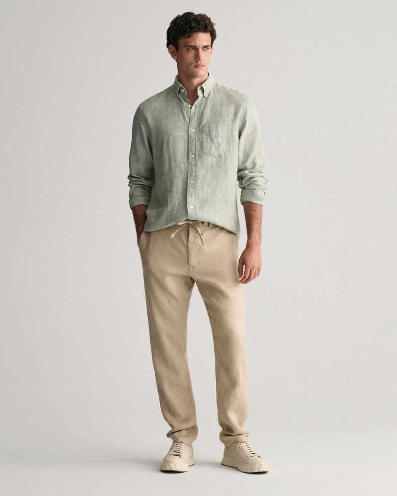 Relaxed Fit Linen Drawstring Pants S / DRY SAND