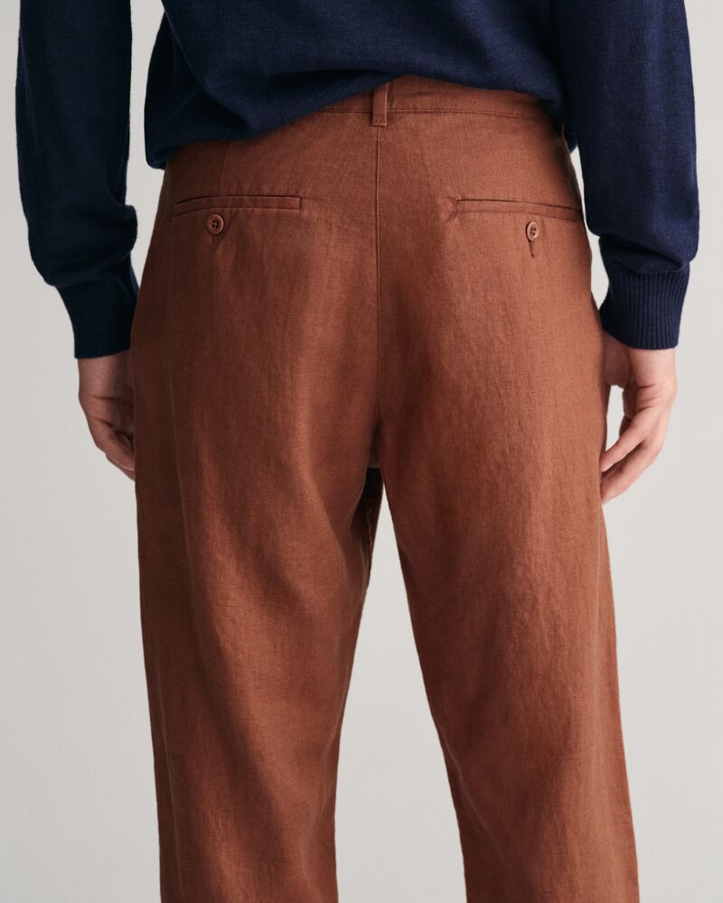 Relaxed Fit Linen Drawstring Pants S / COGNAC BROWN