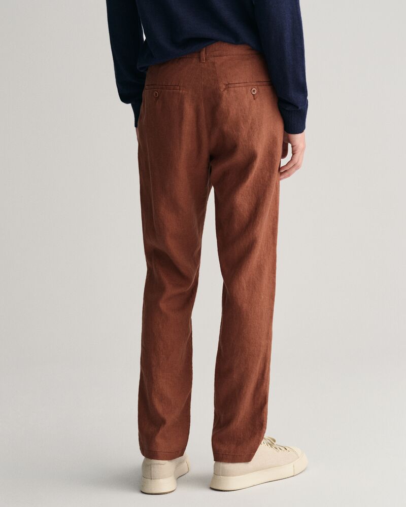 Relaxed Fit Linen Drawstring Pants S / COGNAC BROWN