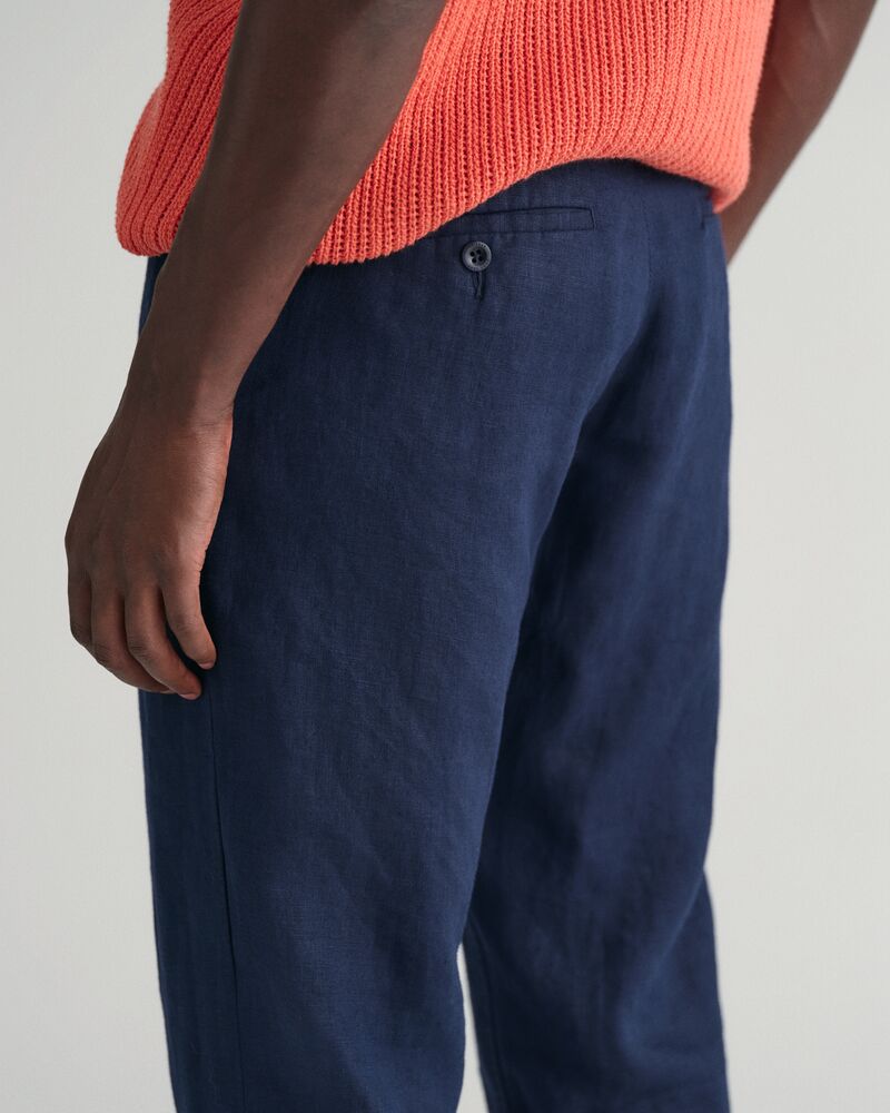 Relaxed Fit Linen Drawstring Pants S / MARINE