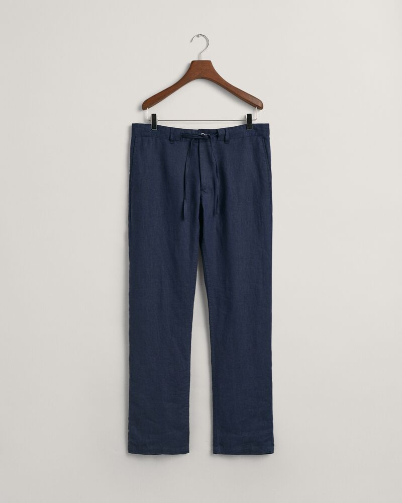 Relaxed Fit Linen Drawstring Pants S / MARINE