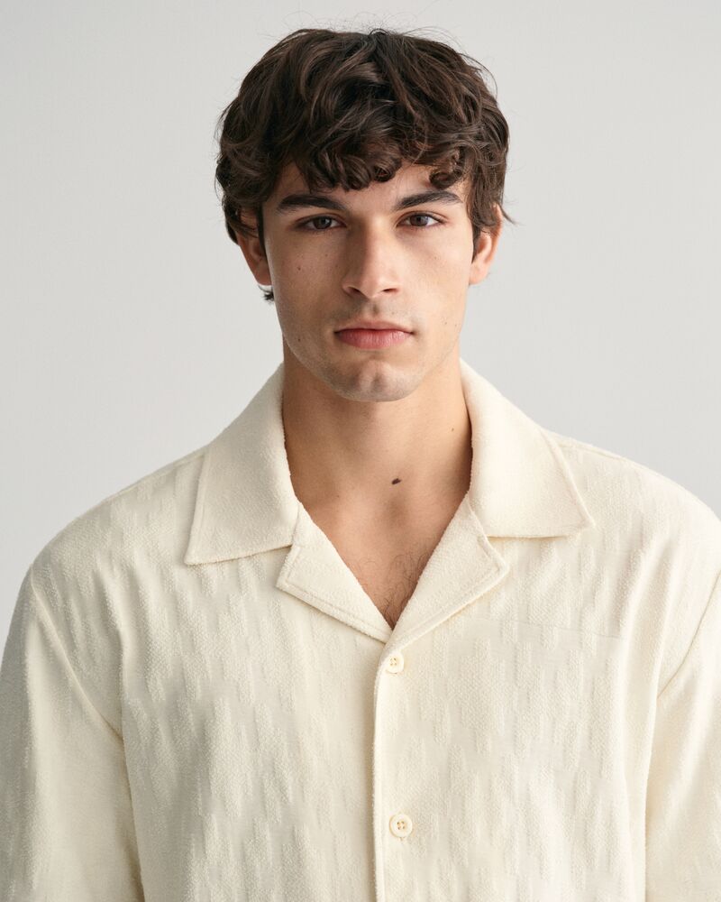 Jacquard Terry Cloth Shirt Cream / S