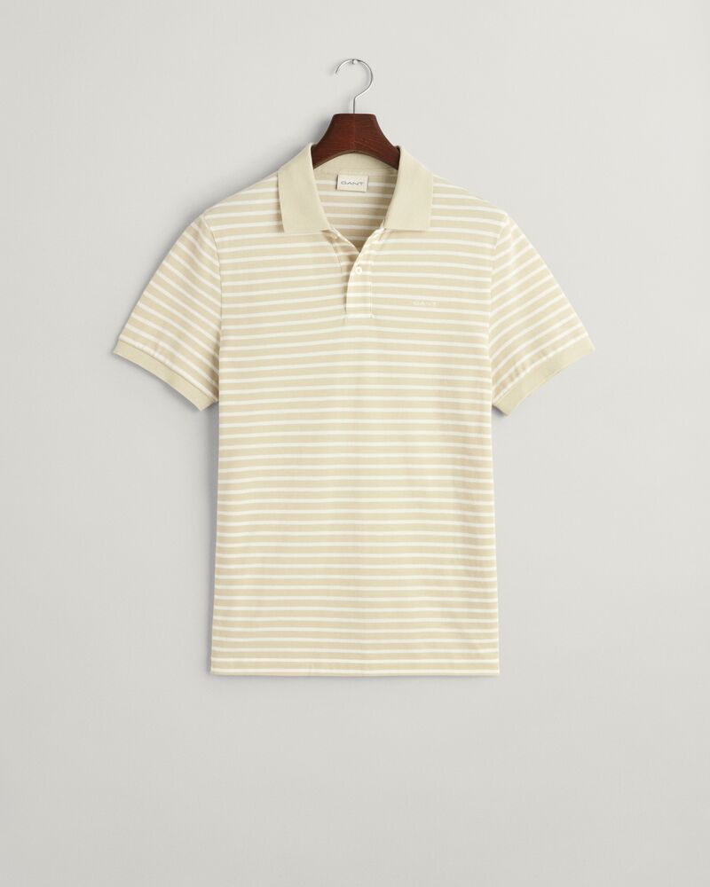 Striped Piqué Polo Shirt S / SILKY BEIGE