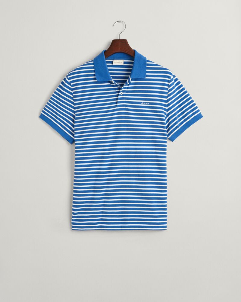 Striped Piqué Polo Shirt S / RICH BLUE