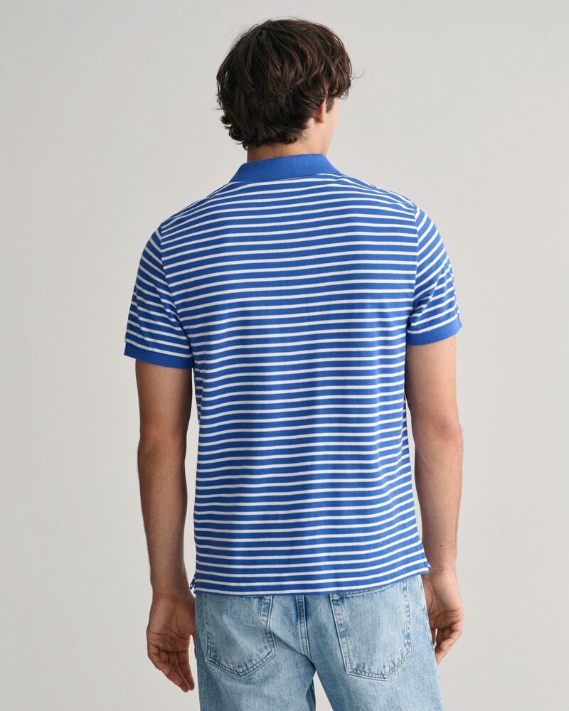 Striped Piqué Polo Shirt S / RICH BLUE