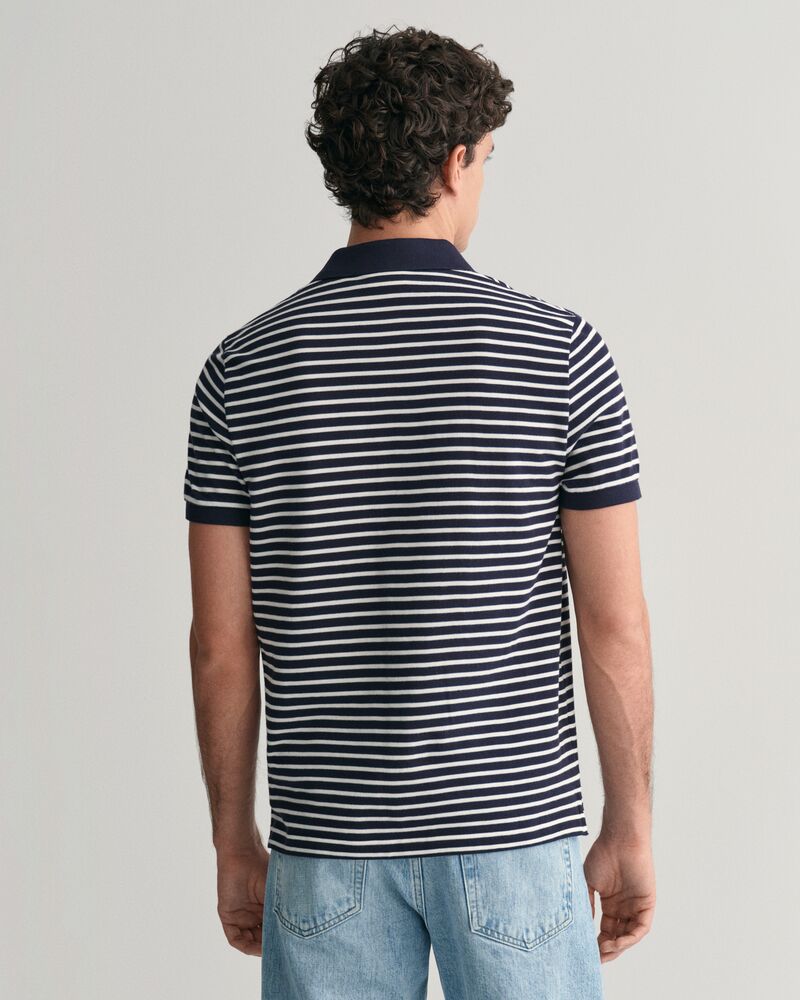 Striped Piqué Polo Shirt S / EVENING BLUE