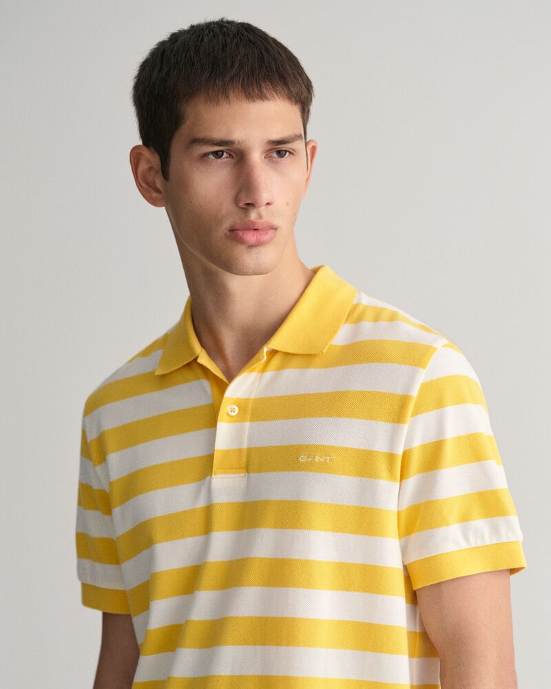 Wide Striped Piqué Polo Shirt S / SMOOTH YELLOW