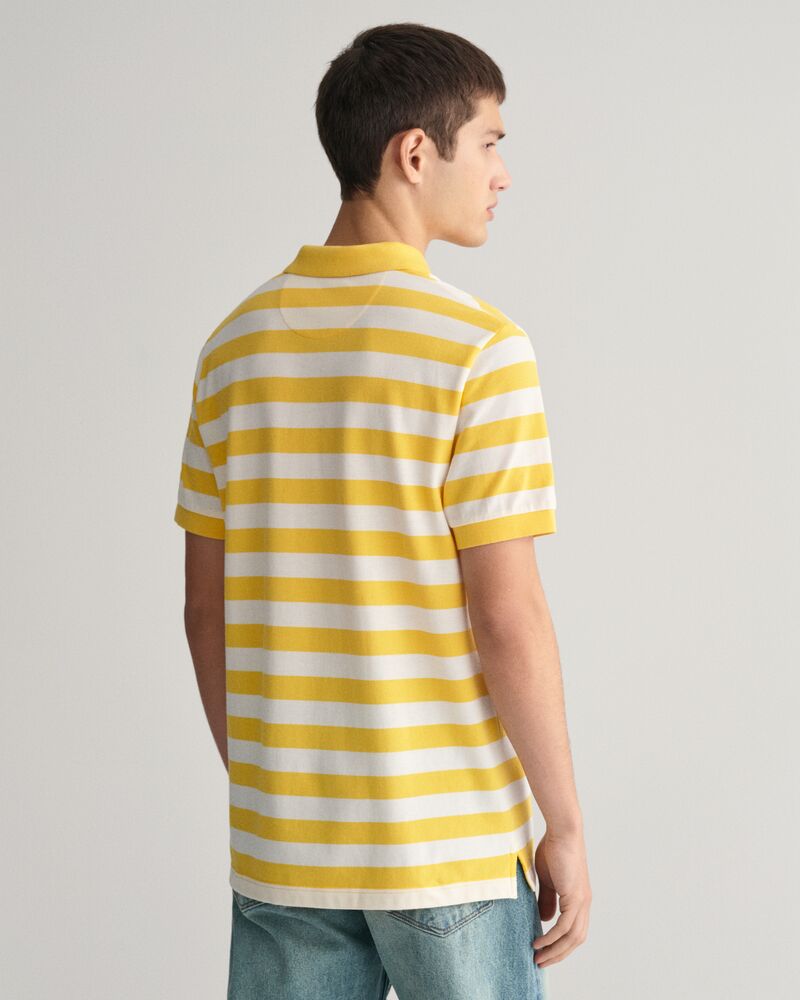 Wide Striped Piqué Polo Shirt S / SMOOTH YELLOW