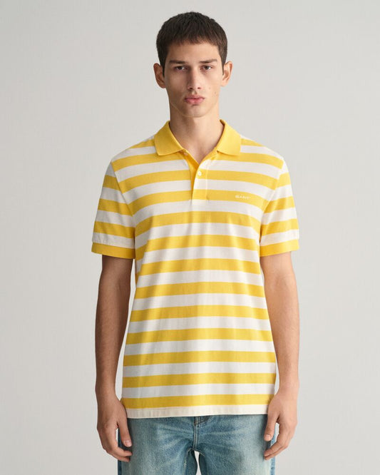 Wide Striped Piqué Polo Shirt S / SMOOTH YELLOW