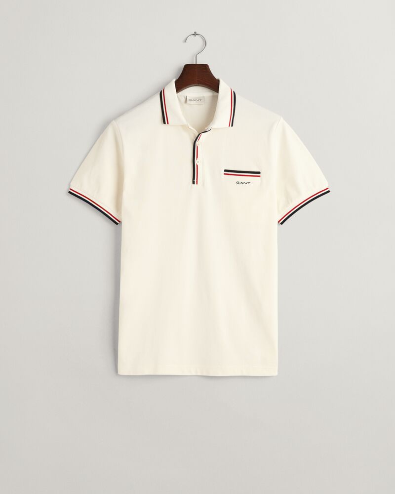 2-Color Tipped Piqué Polo Shirt Eggshell / S