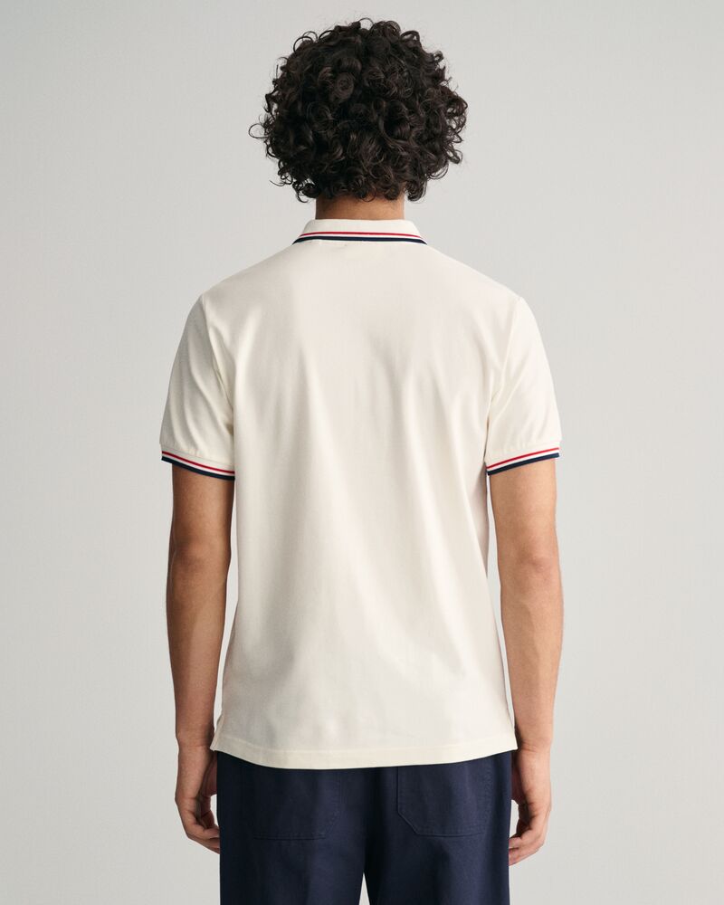 2-Color Tipped Piqué Polo Shirt Eggshell / S