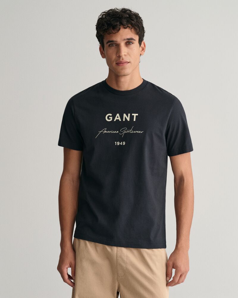 GANT Script Graphic Printed T-Shirt Black / S