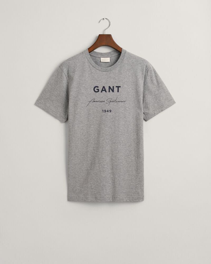 GANT Script Graphic Printed T-Shirt Grey Melange / S