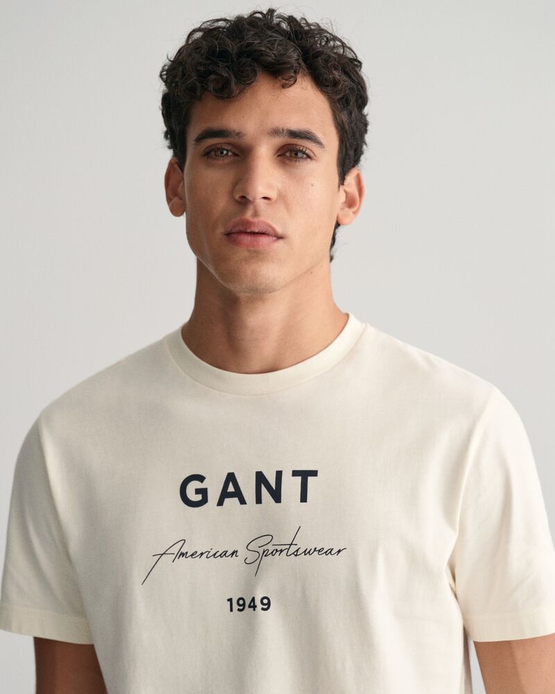 GANT Script Graphic Printed T-Shirt Cream / S