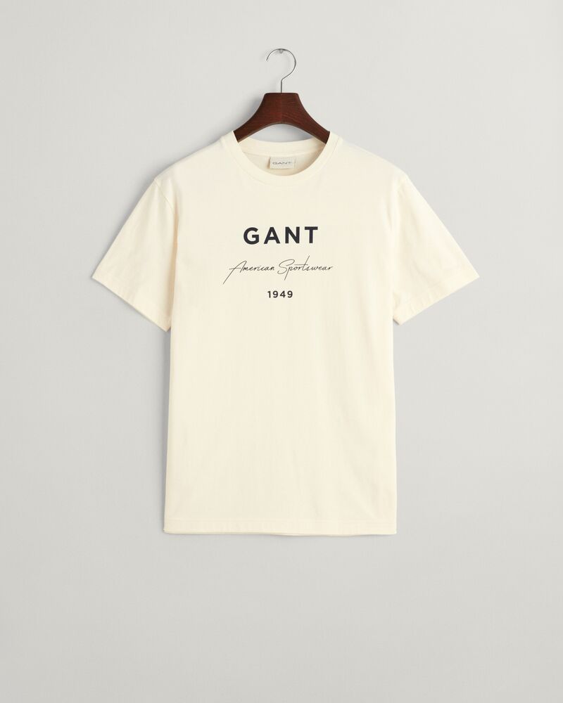 GANT Script Graphic Printed T-Shirt Cream / S