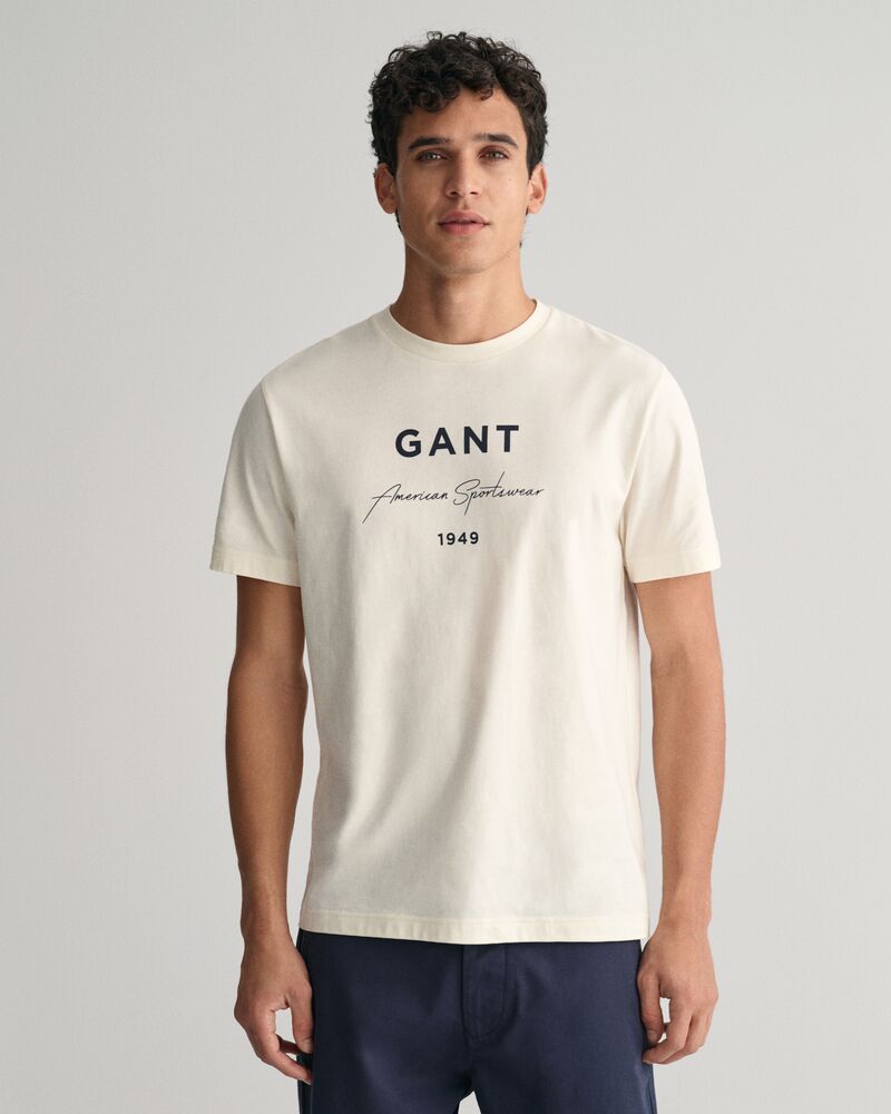 GANT Script Graphic Printed T-Shirt Cream / S