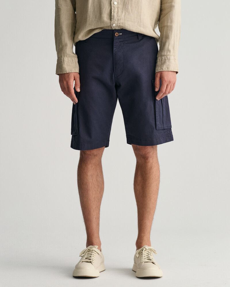 Relaxed Fit Twill Cargo Shorts Marine / 30