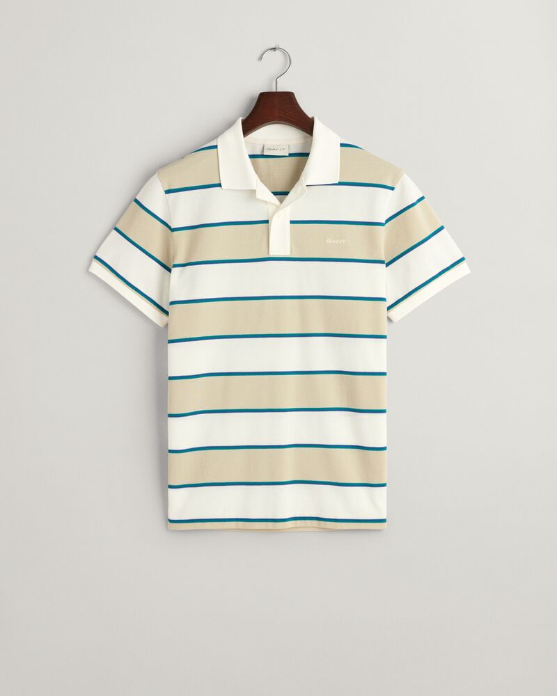 Multi Striped Piqué Polo Shirt Silky Beige / S