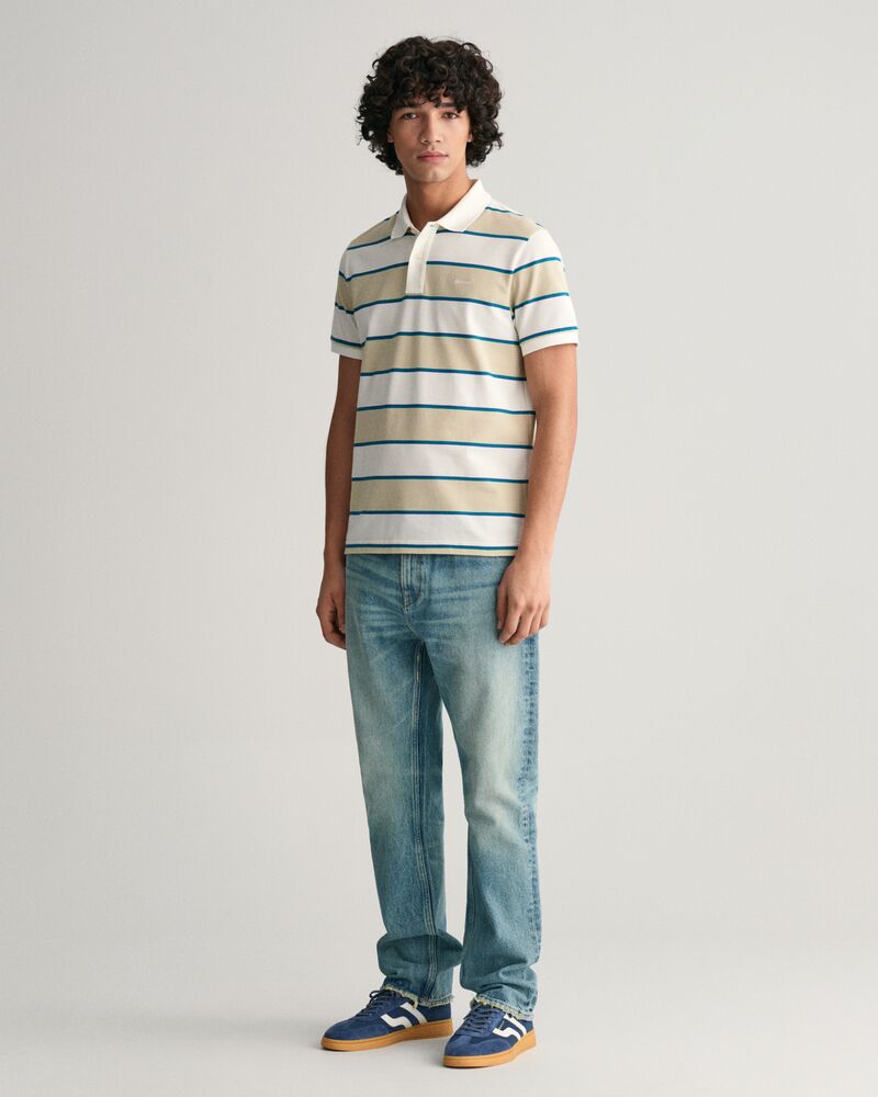 Multi Striped Piqué Polo Shirt Silky Beige / S