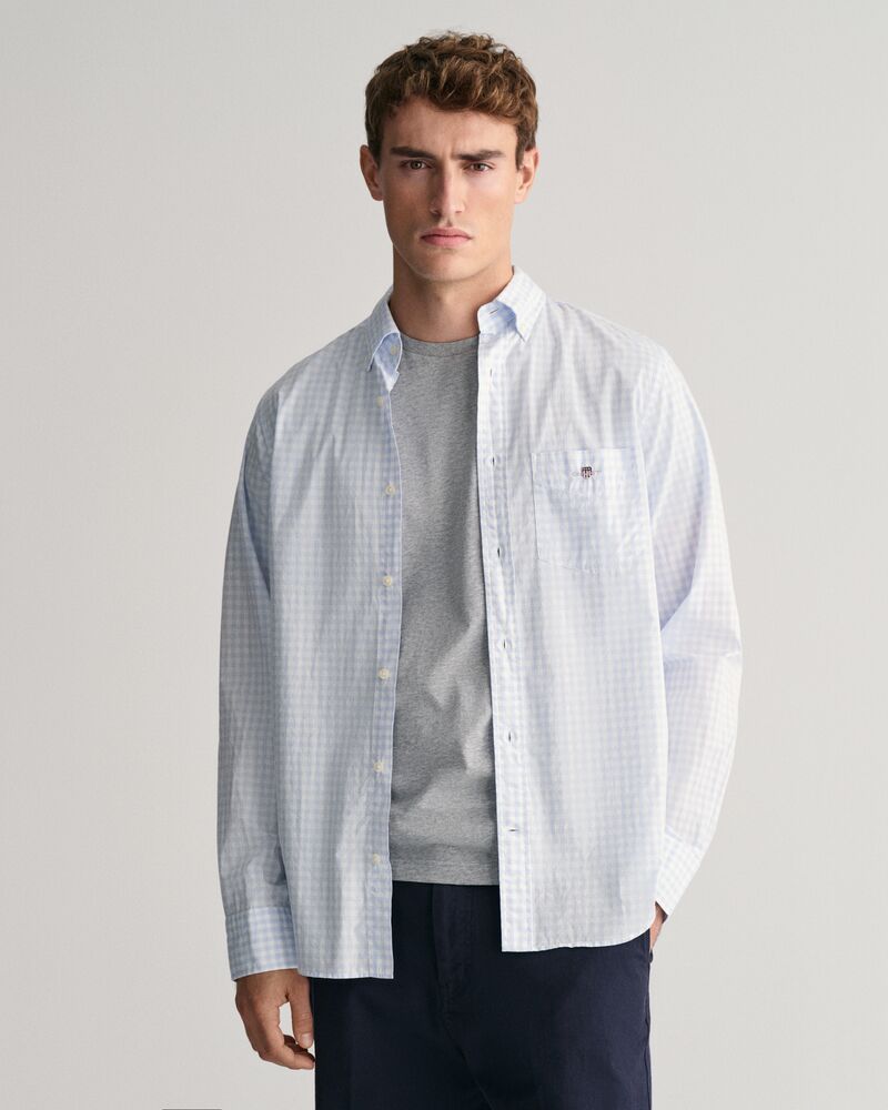 Regular Fit Gingham Poplin Shirt Light Blue / S