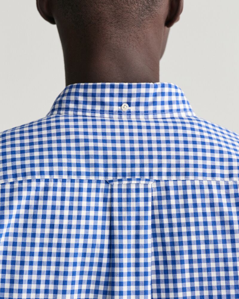 Regular Fit Gingham Poplin Short Sleeve Shirt College Blue / S