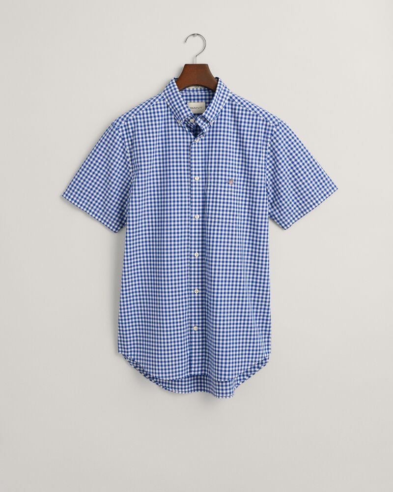 Regular Fit Gingham Poplin Short Sleeve Shirt College Blue / S