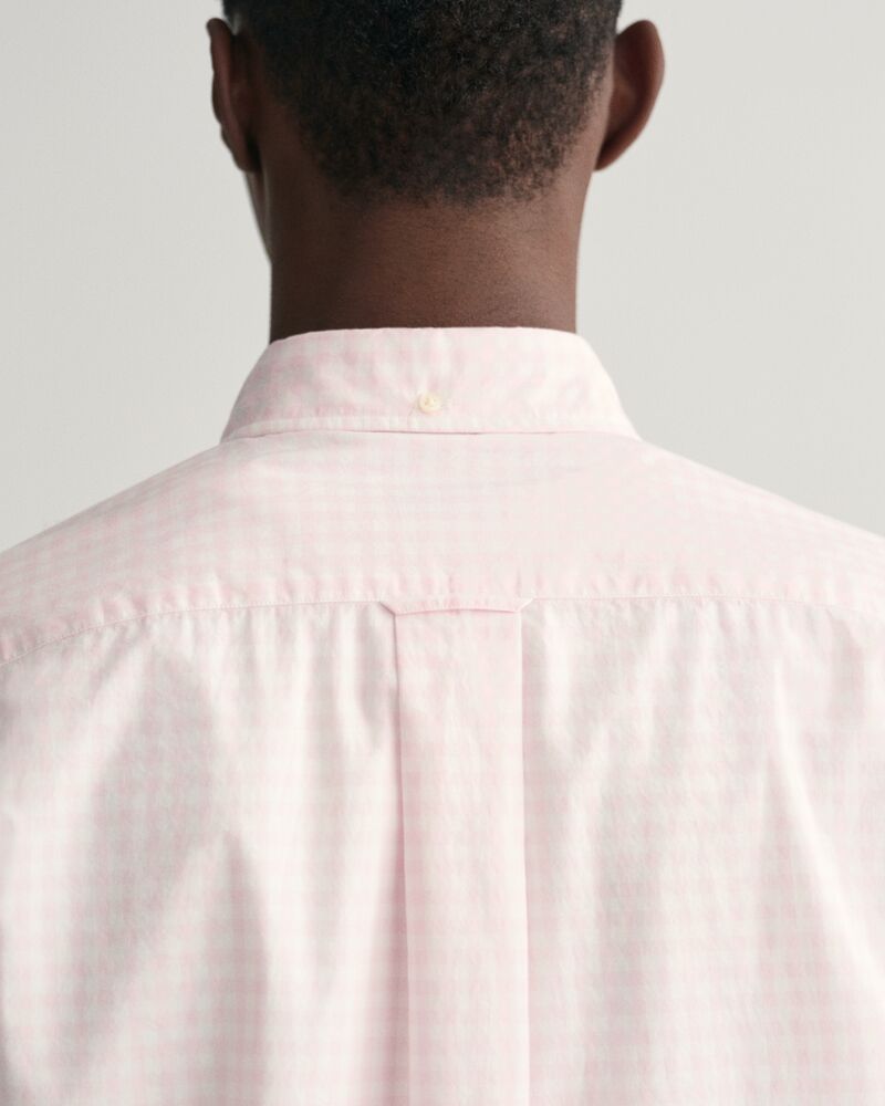 Regular Fit Gingham Poplin Short Sleeve Shirt Light Pink / S