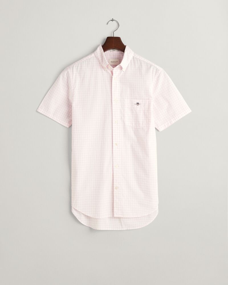 Regular Fit Gingham Poplin Short Sleeve Shirt Light Pink / S