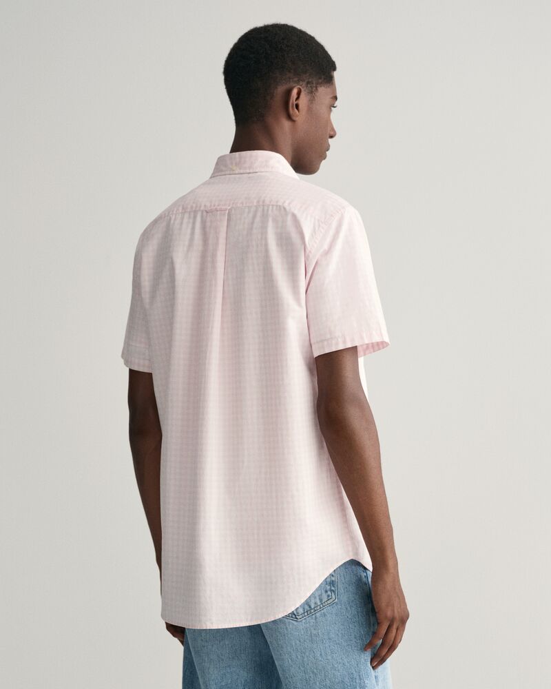 Regular Fit Gingham Poplin Short Sleeve Shirt Light Pink / S