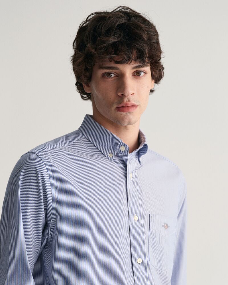 Regular Fit Classic Banker Stripe Poplin Shirt Blue / S