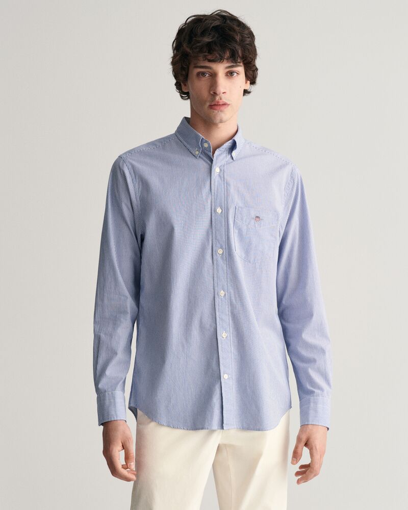 Regular Fit Banker Stripe Poplin Shirt College Blue / S