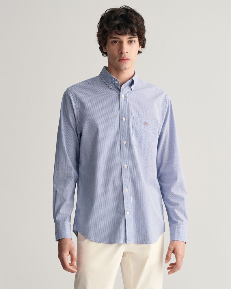 Regular Fit Classic Banker Stripe Poplin Shirt Blue / S
