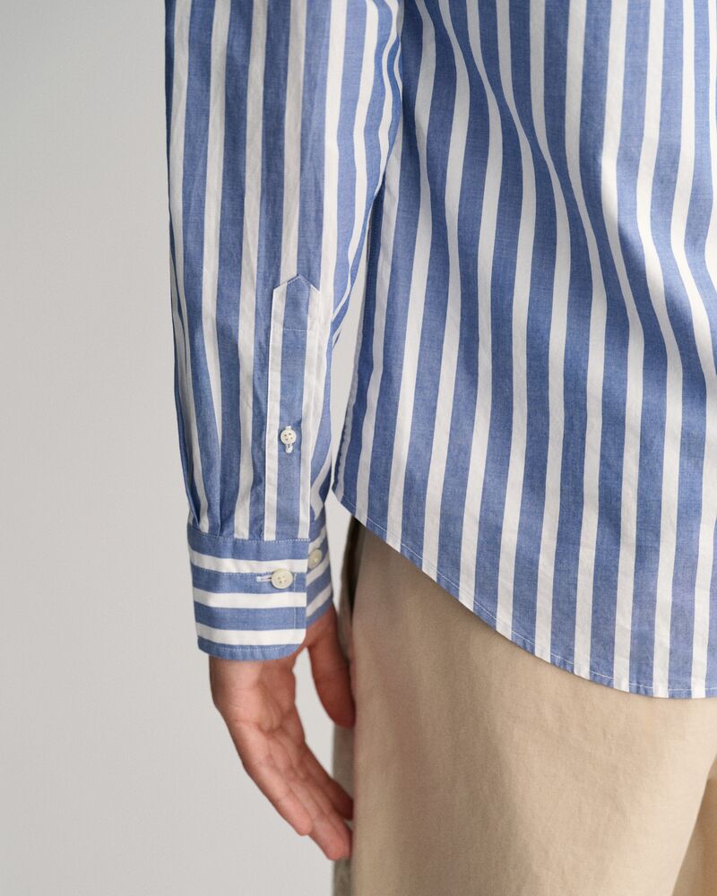 Regular Fit Wide Striped Poplin Shirt College Blue / S