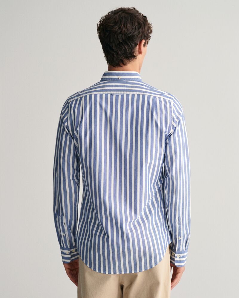 Regular Fit Wide Striped Poplin Shirt College Blue / S