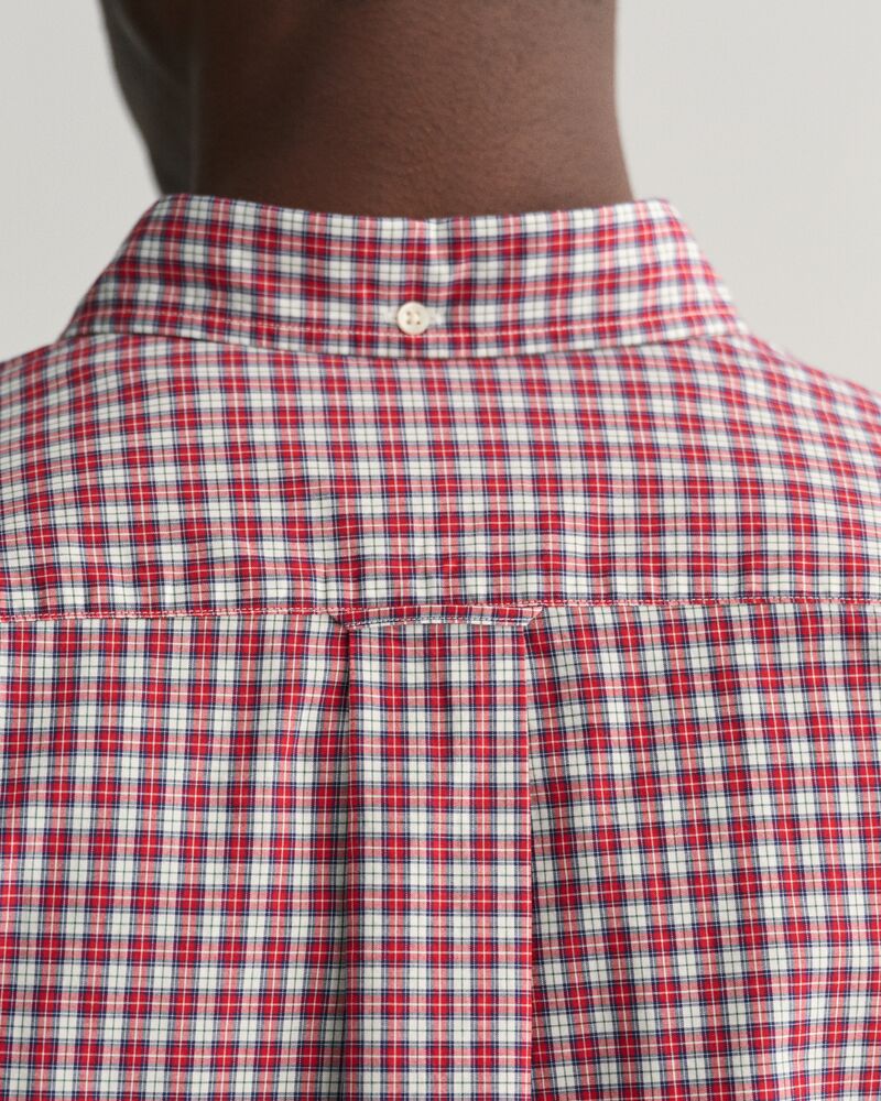 Regular Fit Micro Checked Poplin Shirt Ruby Red / S