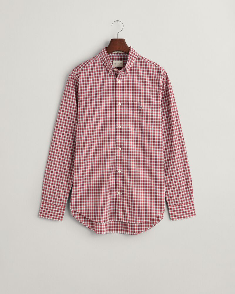 Regular Fit Micro Checked Poplin Shirt Ruby Red / S