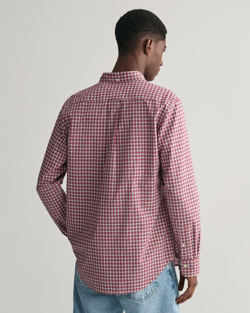 Regular Fit Micro Checked Poplin Shirt Ruby Red / S