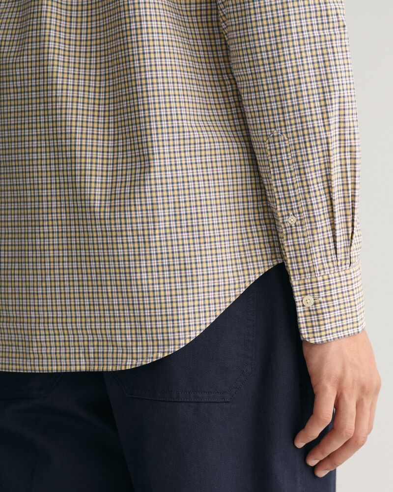 Regular Fit Micro Checked Poplin Shirt Dusty Yellow / S