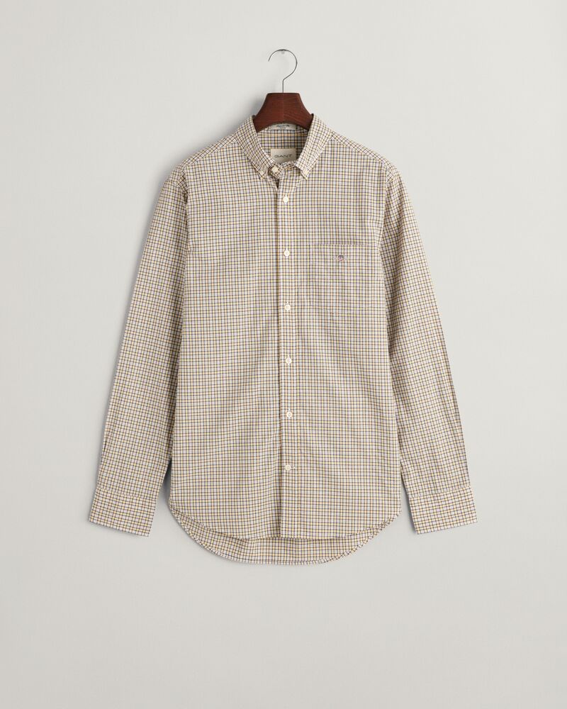 Regular Fit Micro Checked Poplin Shirt Dusty Yellow / S