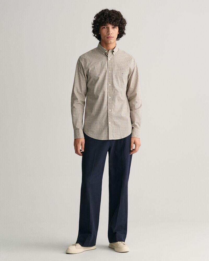 Regular Fit Micro Checked Poplin Shirt Dusty Yellow / S