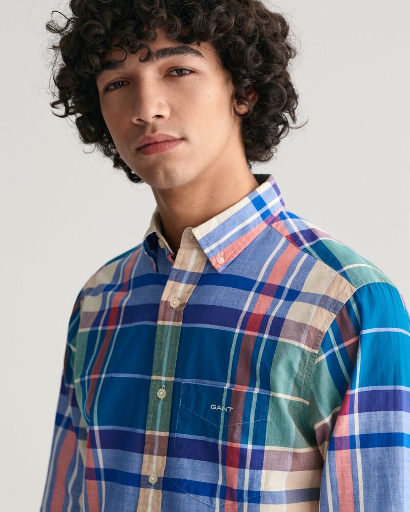 Regular Fit Indigo Madras Shirt S / RICH BLUE