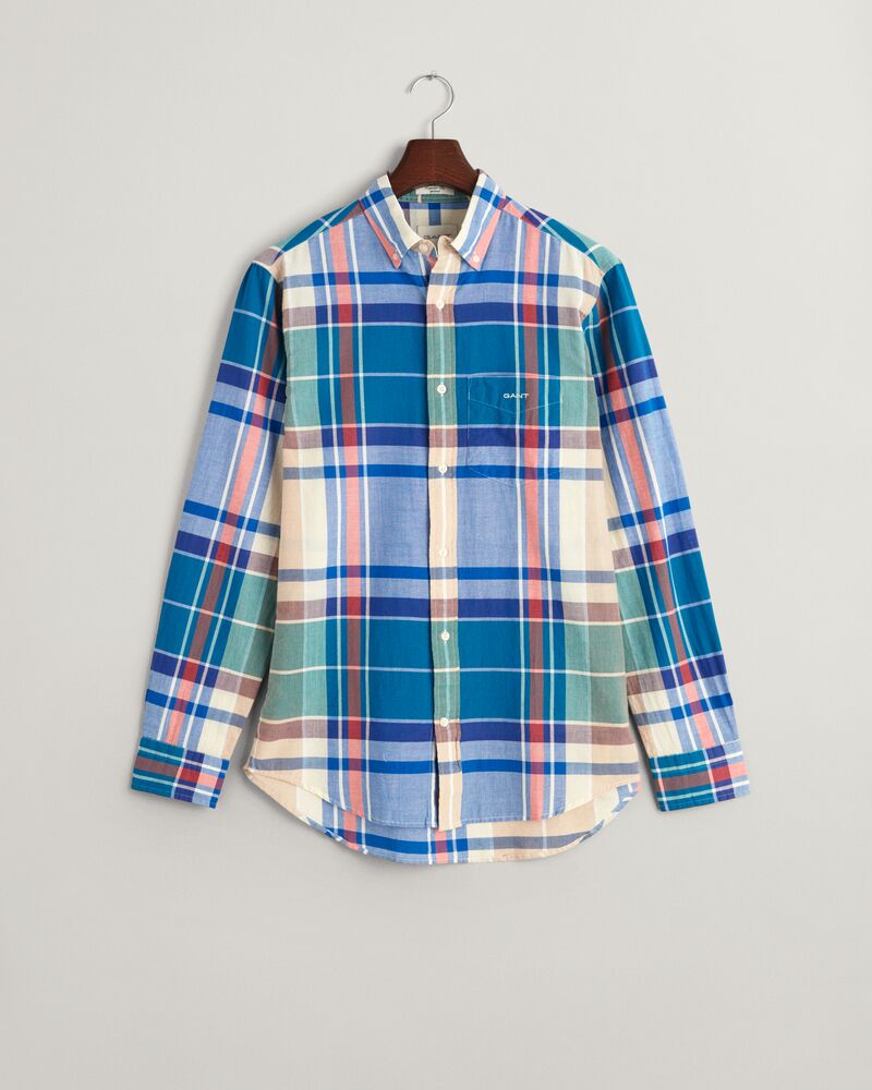 Regular Fit Indigo Madras Shirt S / RICH BLUE