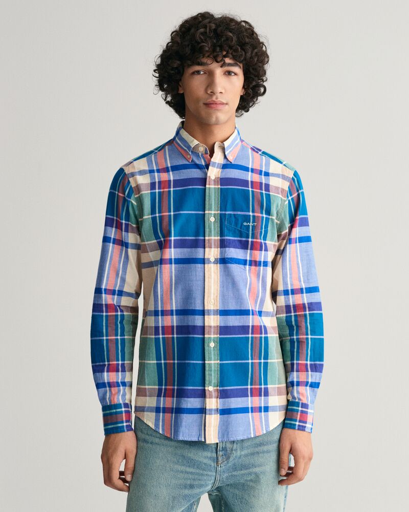 Regular Fit Indigo Madras Shirt S / RICH BLUE