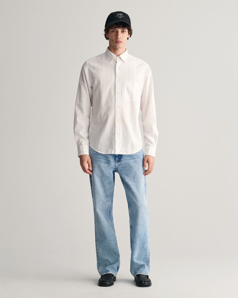 Regular Fit Striped Archive Oxford Shirt S / EGGSHELL