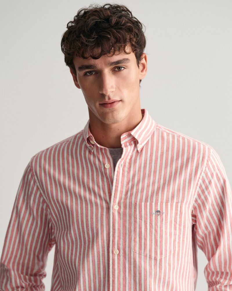 Regular Fit Striped Cotton Linen Shirt Sunset Pink / S