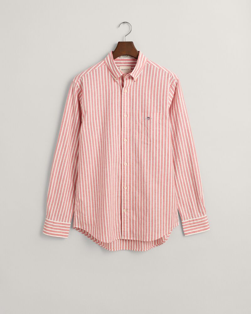 Regular Fit Striped Cotton Linen Shirt Sunset Pink / S