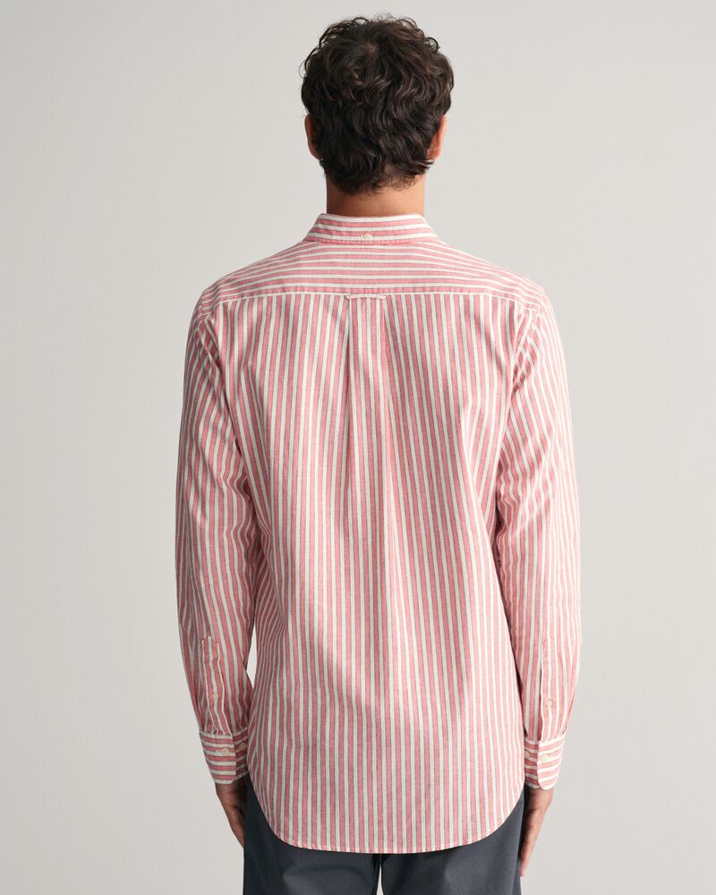 Regular Fit Striped Cotton Linen Shirt Sunset Pink / S