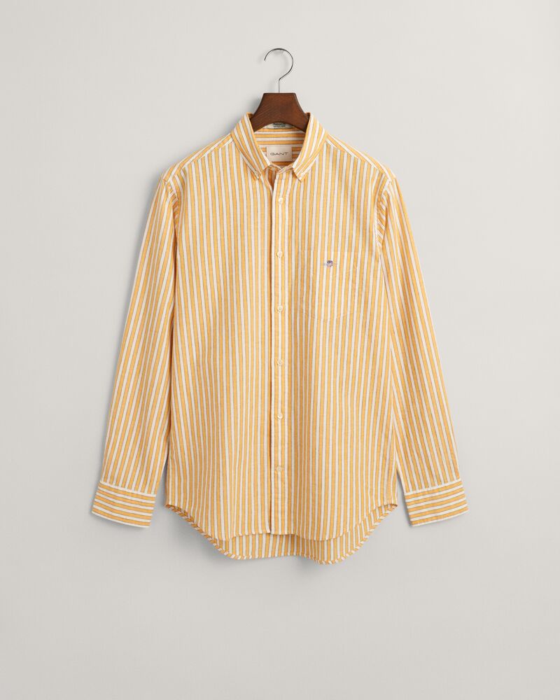 Regular Fit Striped Cotton Linen Shirt Medal Yellow / S