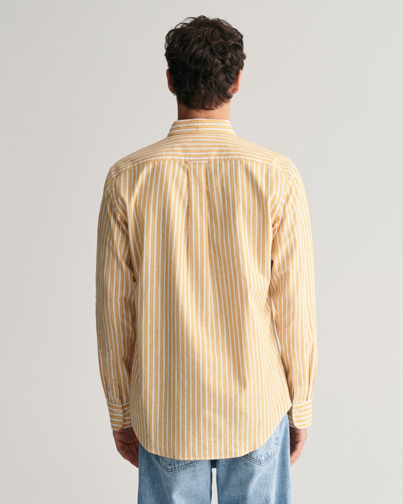 Regular Fit Striped Cotton Linen Shirt Medal Yellow / S