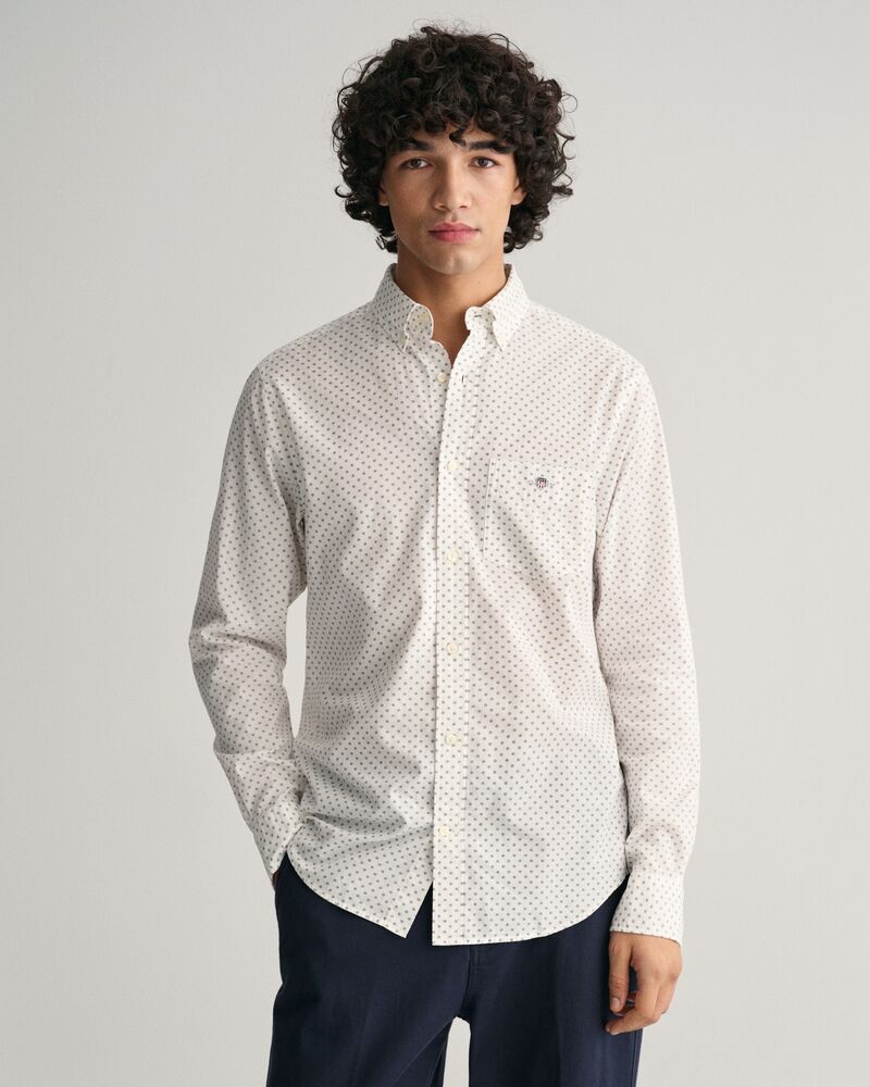 Regular Fit Micro Print Shirt S / EGGSHELL